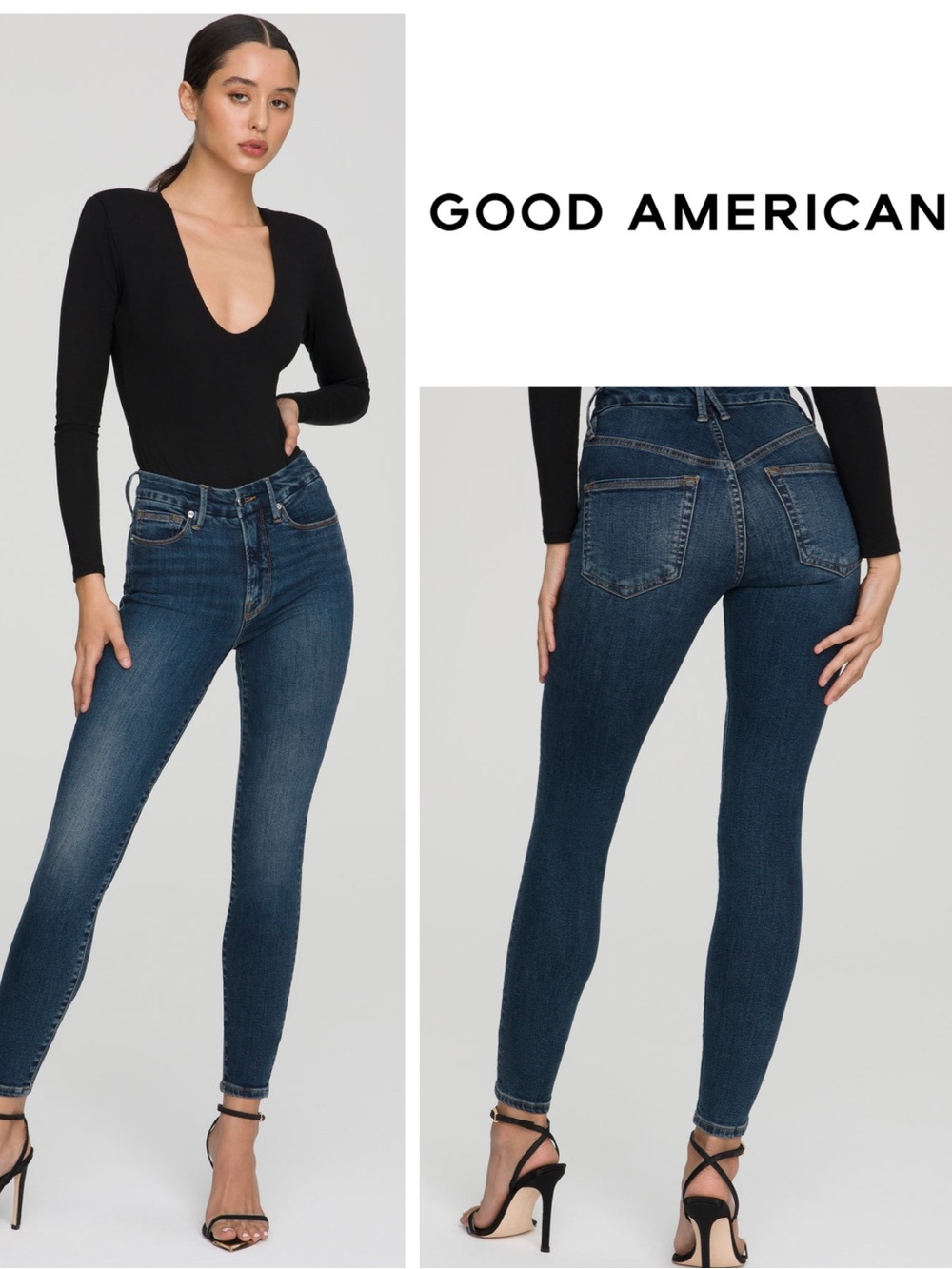 NWT Good American Good Legs Skinny Jeans in Dark Blue Wash